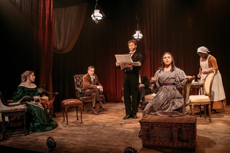 Actors perform on the set of Red Velvet